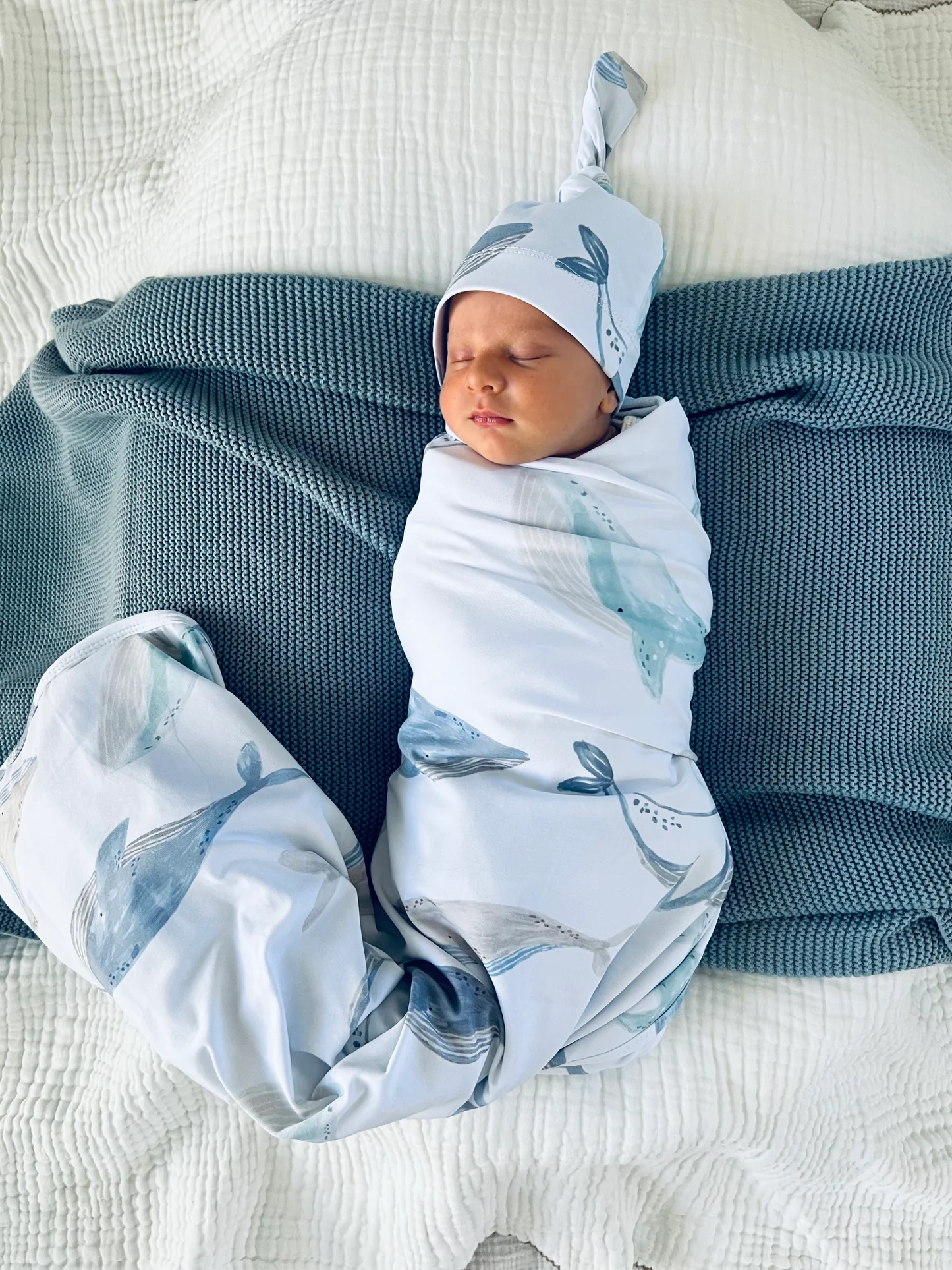 Cuddle Bug & Co Jersey Baby Wrap Set - Whales