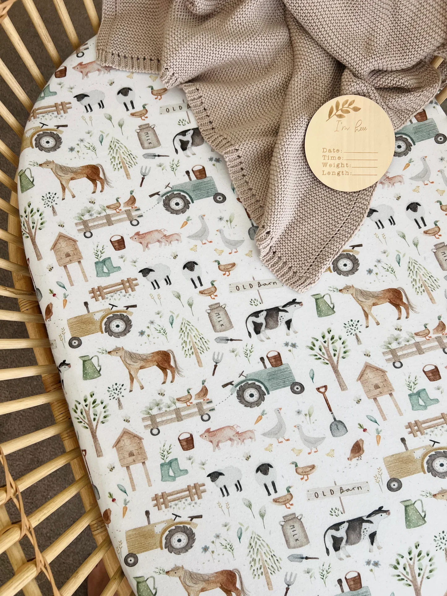 Cuddle Bug & Co Co-Sleeper Sheet - Farm Life