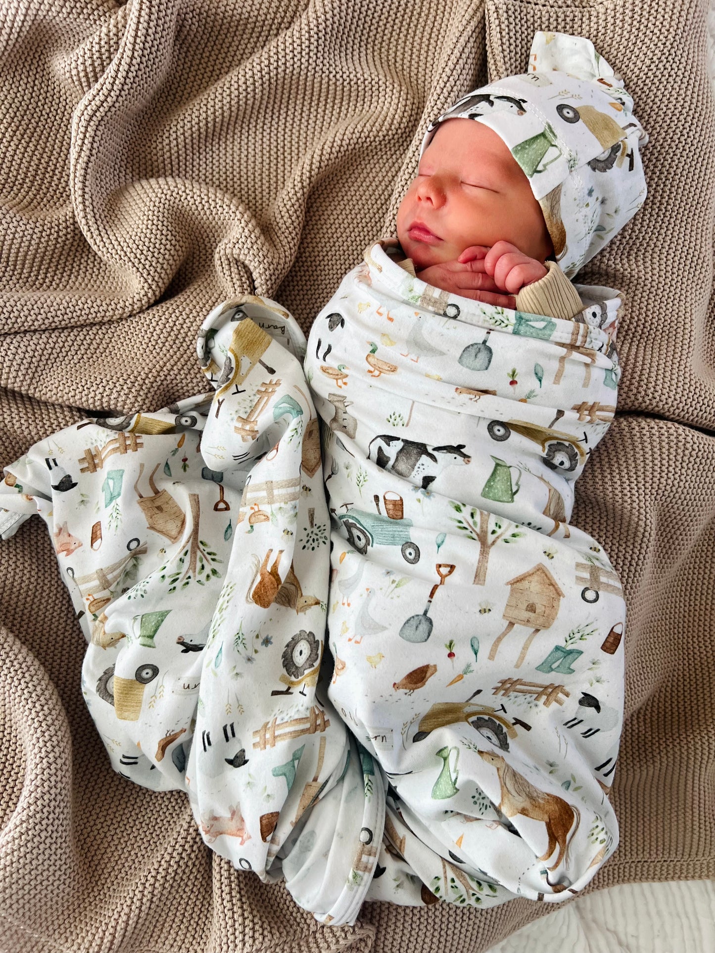 Cuddle Bug & Co Jersey Baby Wrap Set - Farm Life