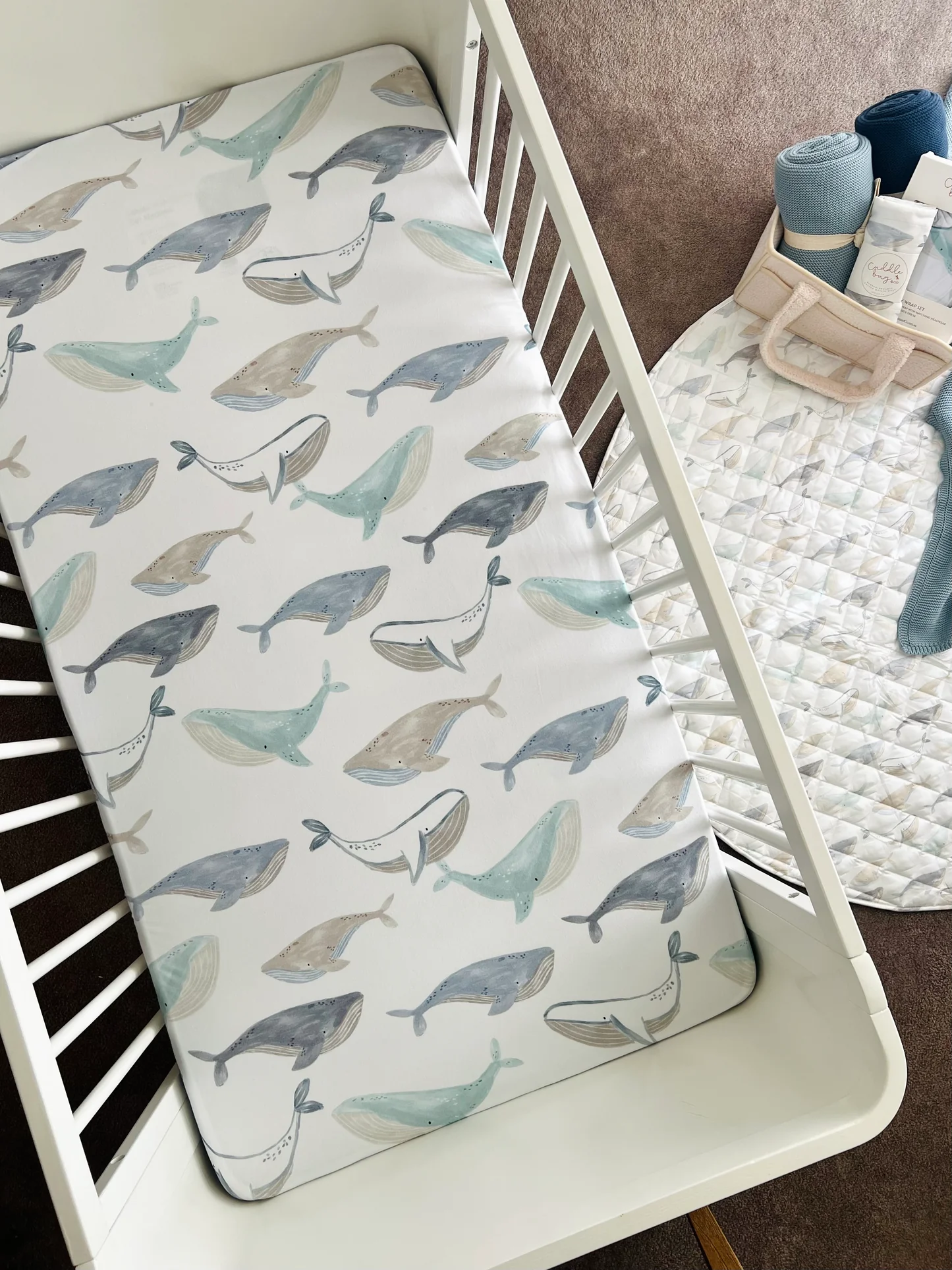 Cuddle Bug & Co Cot Sheet - Whales
