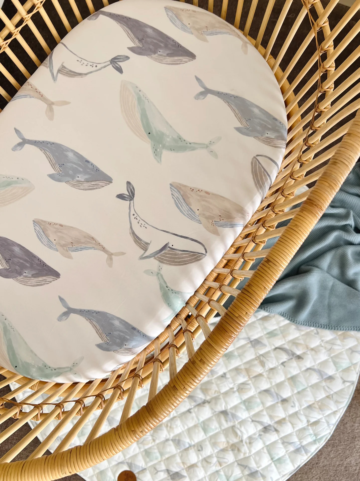 Cuddle Bug & Co Co-Sleeper Sheet - Whales