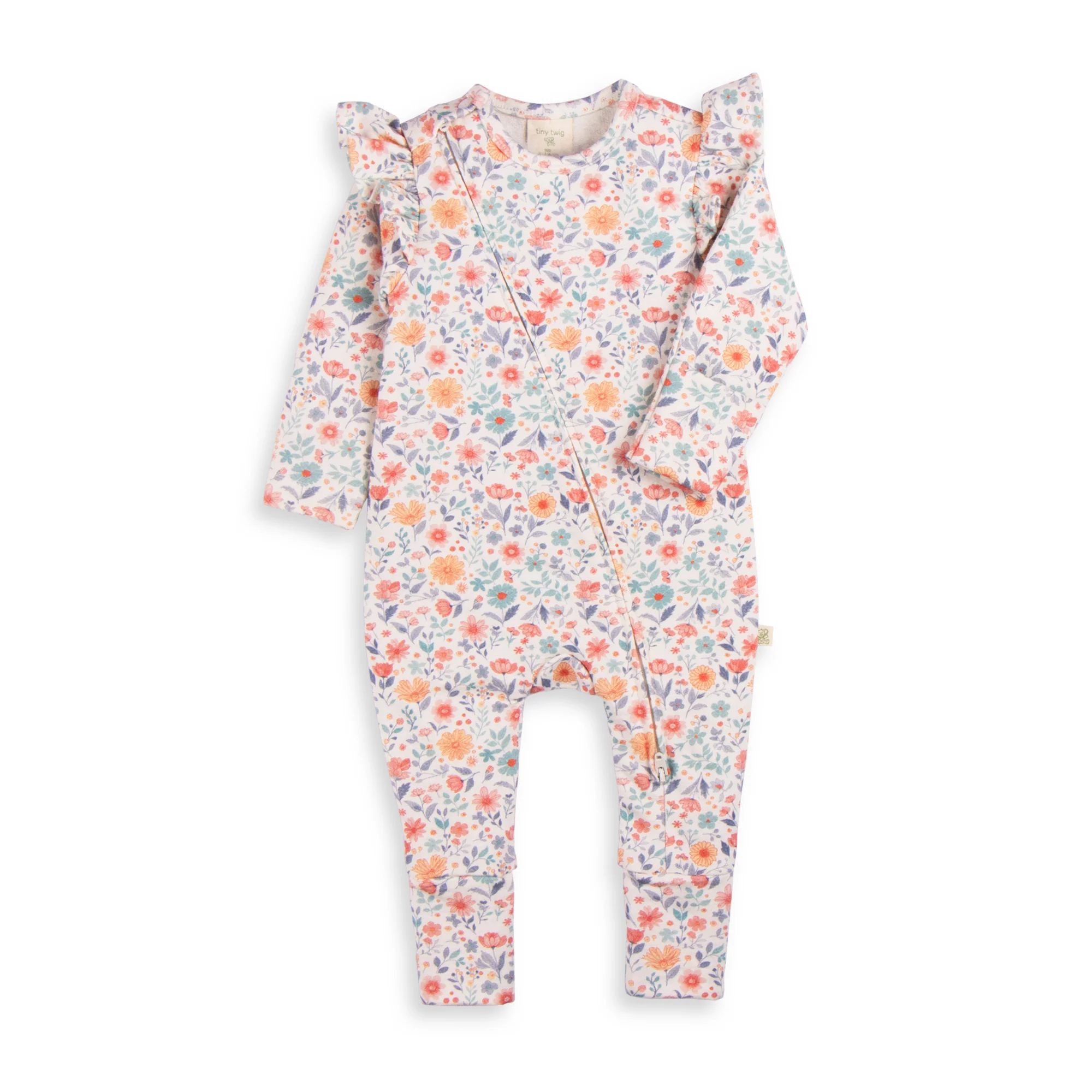 Tiny Twig Long Sleeve Zipsuit - Cottage Garden