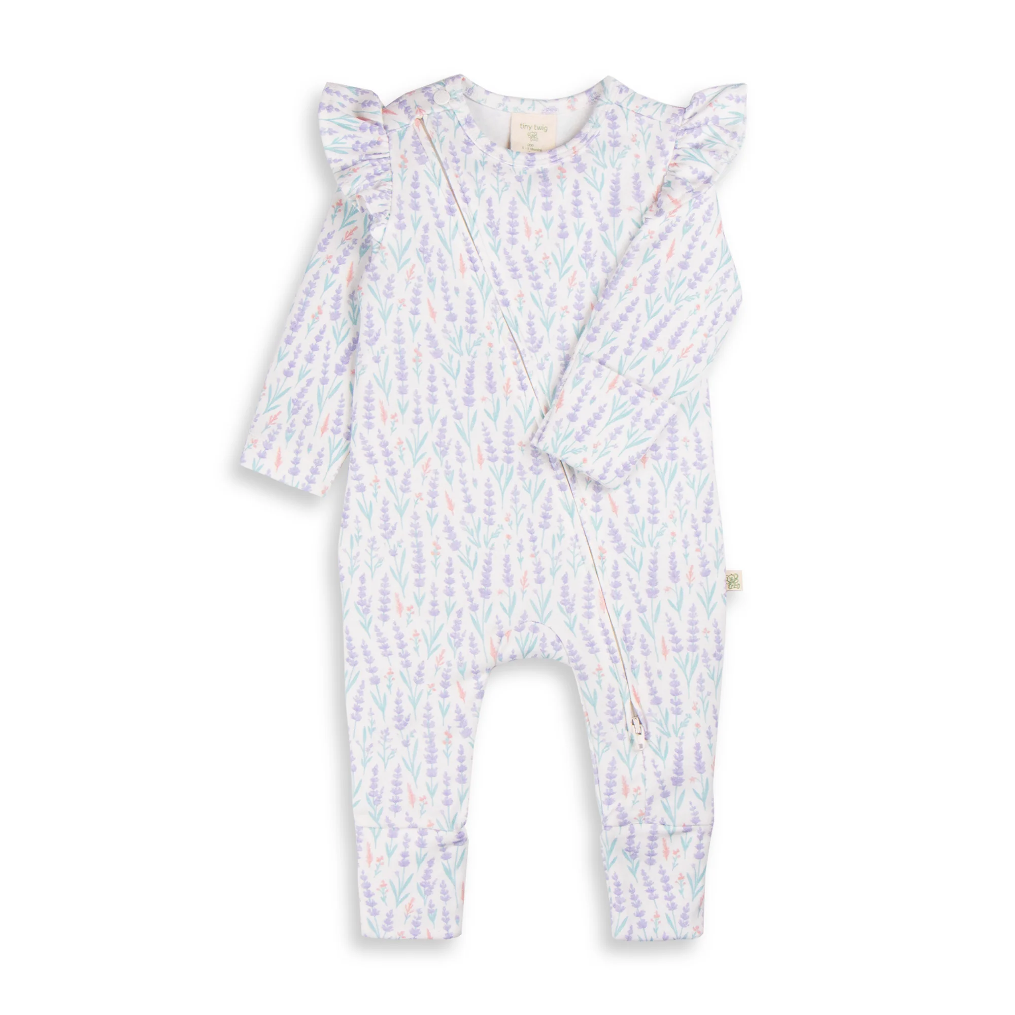 Tiny Twig Long Sleeve Zipsuit - Lavender Fields