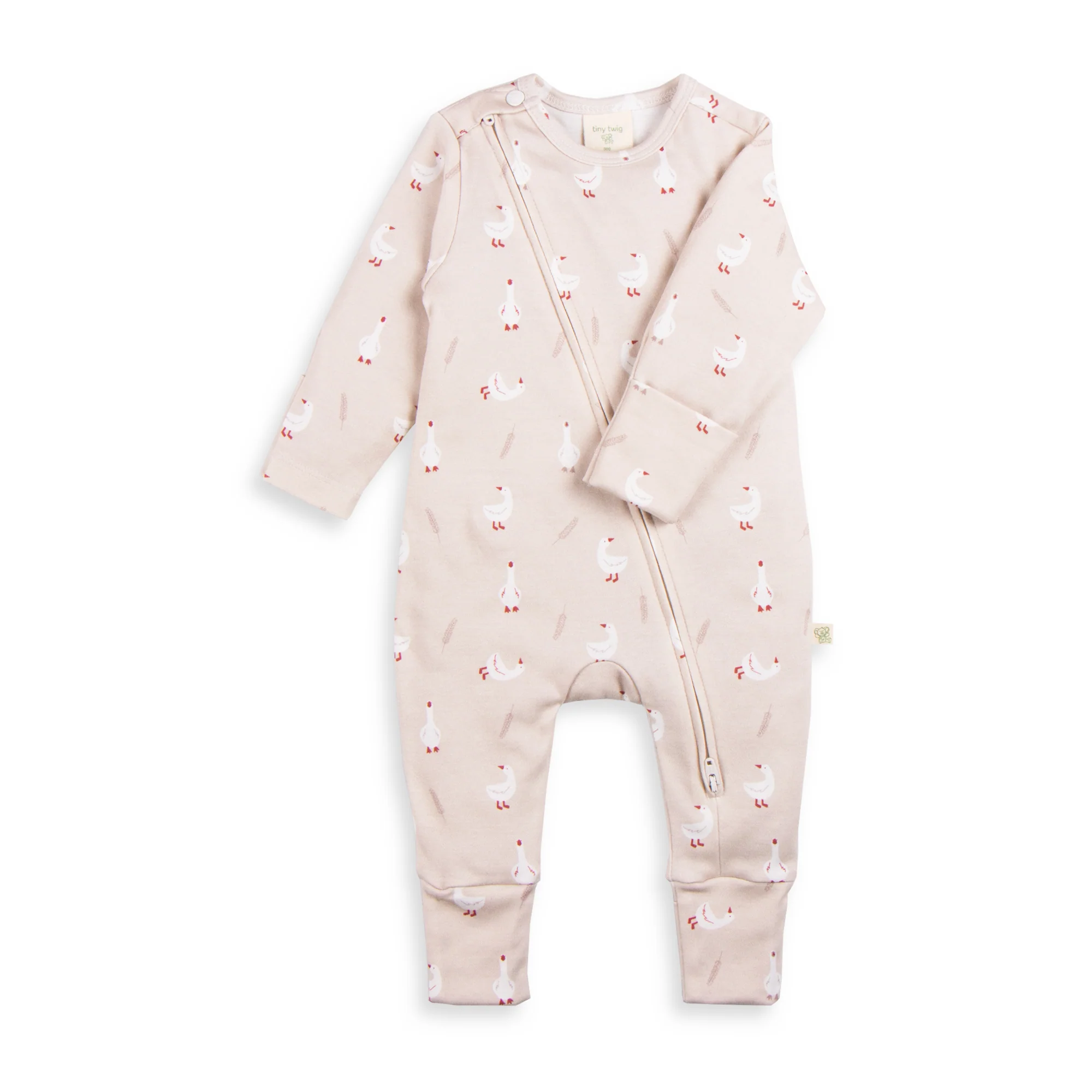 Tiny Twig Long Sleeve Zipsuit - Geese