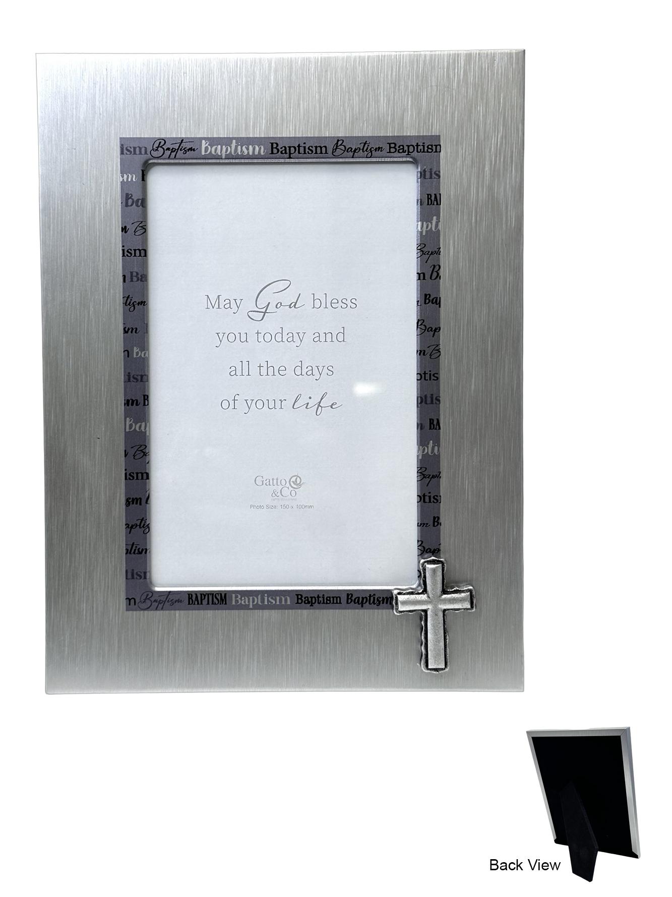 Brushed Metal Finish Baptism Frame 4 x 6