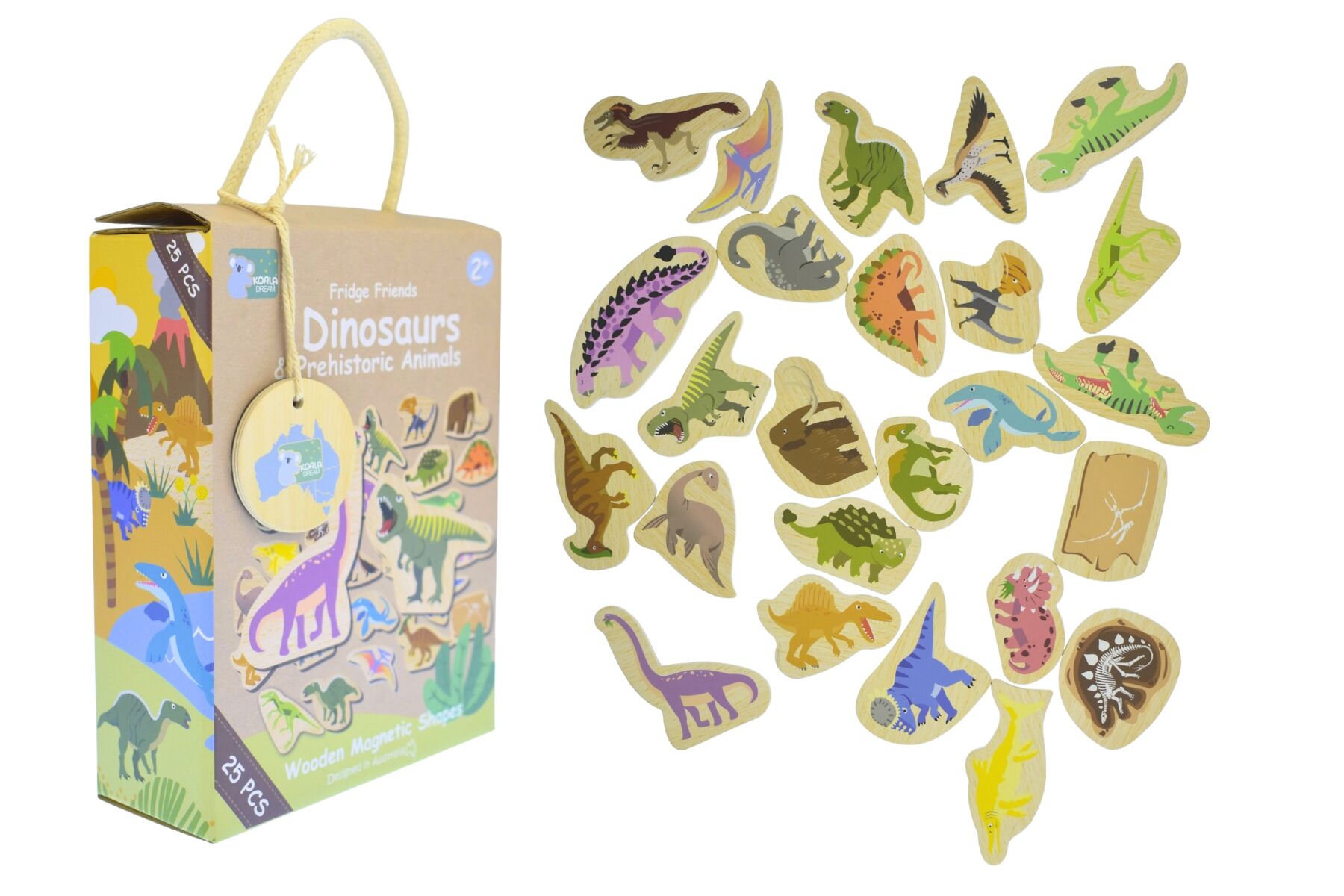 Fridge Friends Wooden Magnetic Shapes - Dinosaurs & Prehistoric