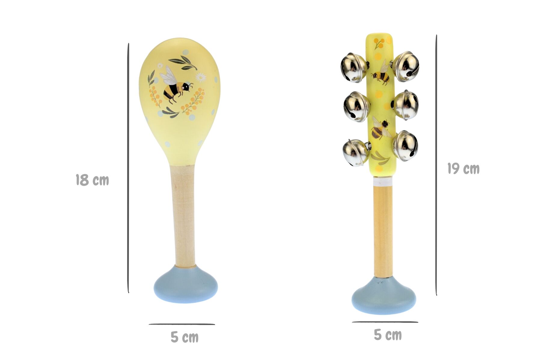 Buzzy Days Wooden Maraca & Bell Stick Music Set