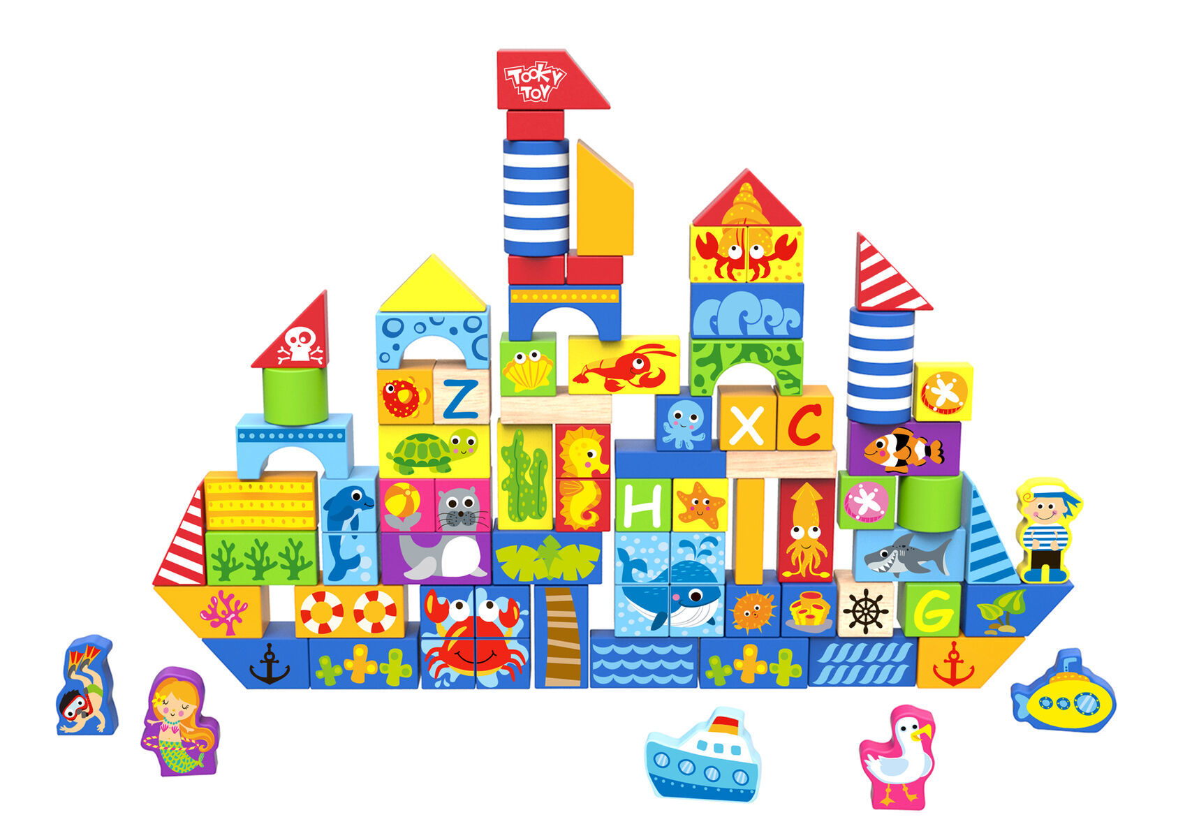 Wooden Marine Blocks 80pc