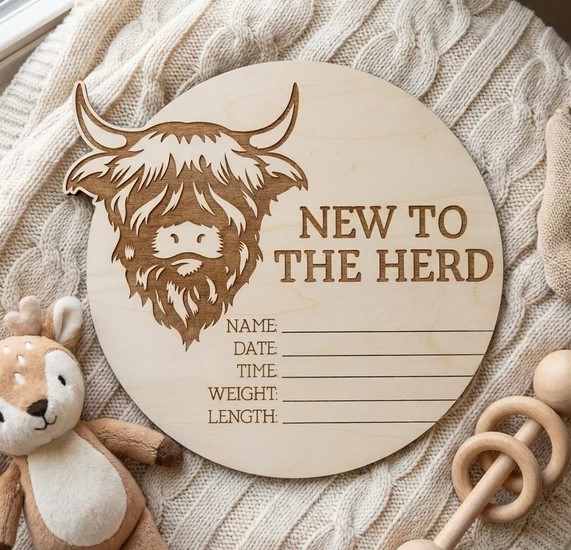 Timber Tinkers New to the Herd Birth Announcement Disc