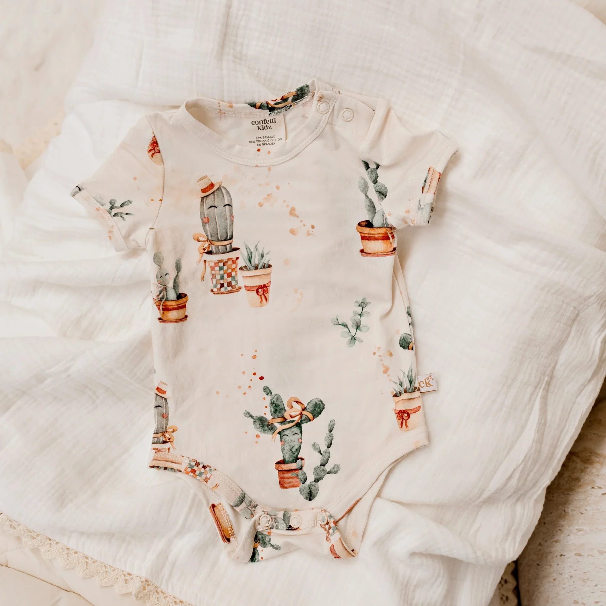 Confetti Kidz Short Sleeve Bodysuit - Happy Cactus