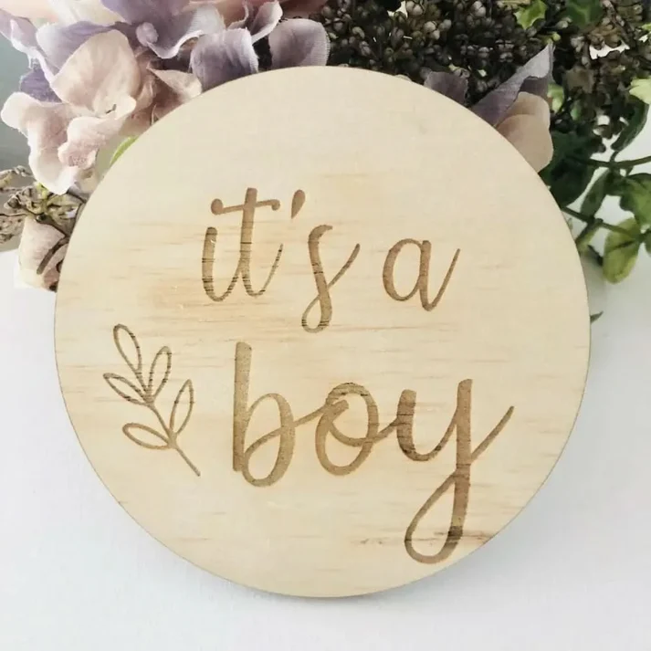 Timber Tinkers Its A Boy Botanical Announcement Disc