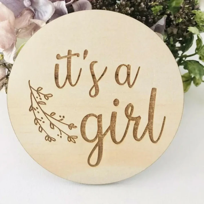 Timber Tinkers Its A Girl Botanical Announcement Disc