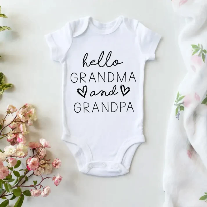 Timber Tinkers Hello Grandma & Grandpa Newborn Onesie