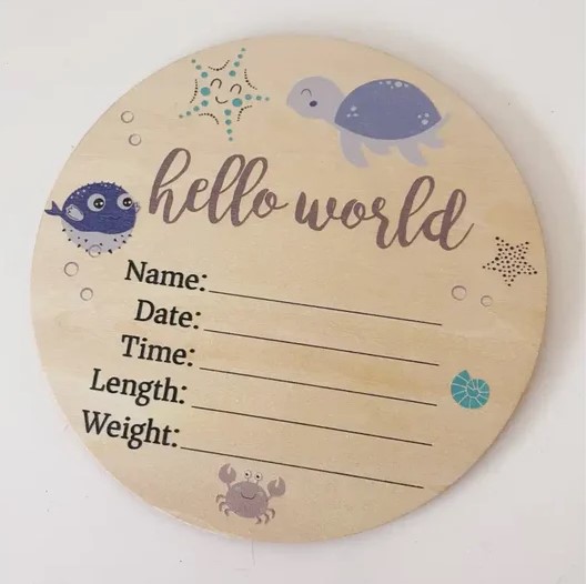 Timber Tinkers Sea Animals Birth Announcement Disc