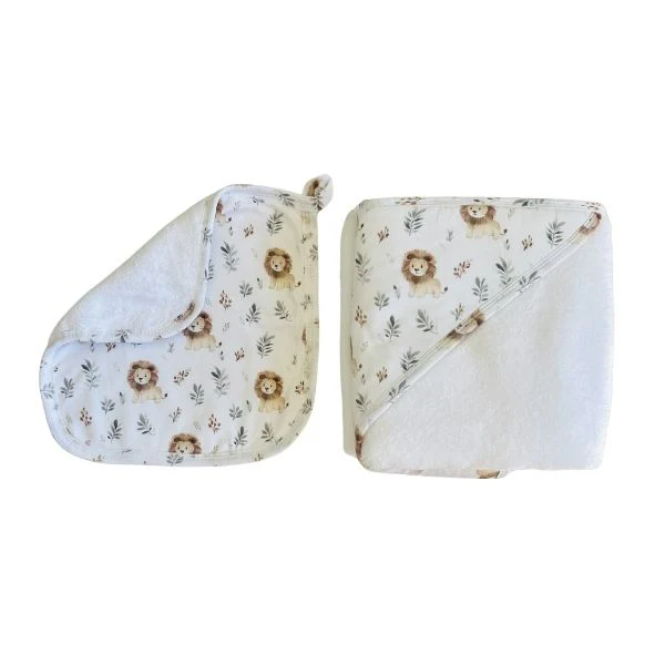 Cuddle Bug & Co Hooded Towel & Wash Cloth Set - Leo Lion