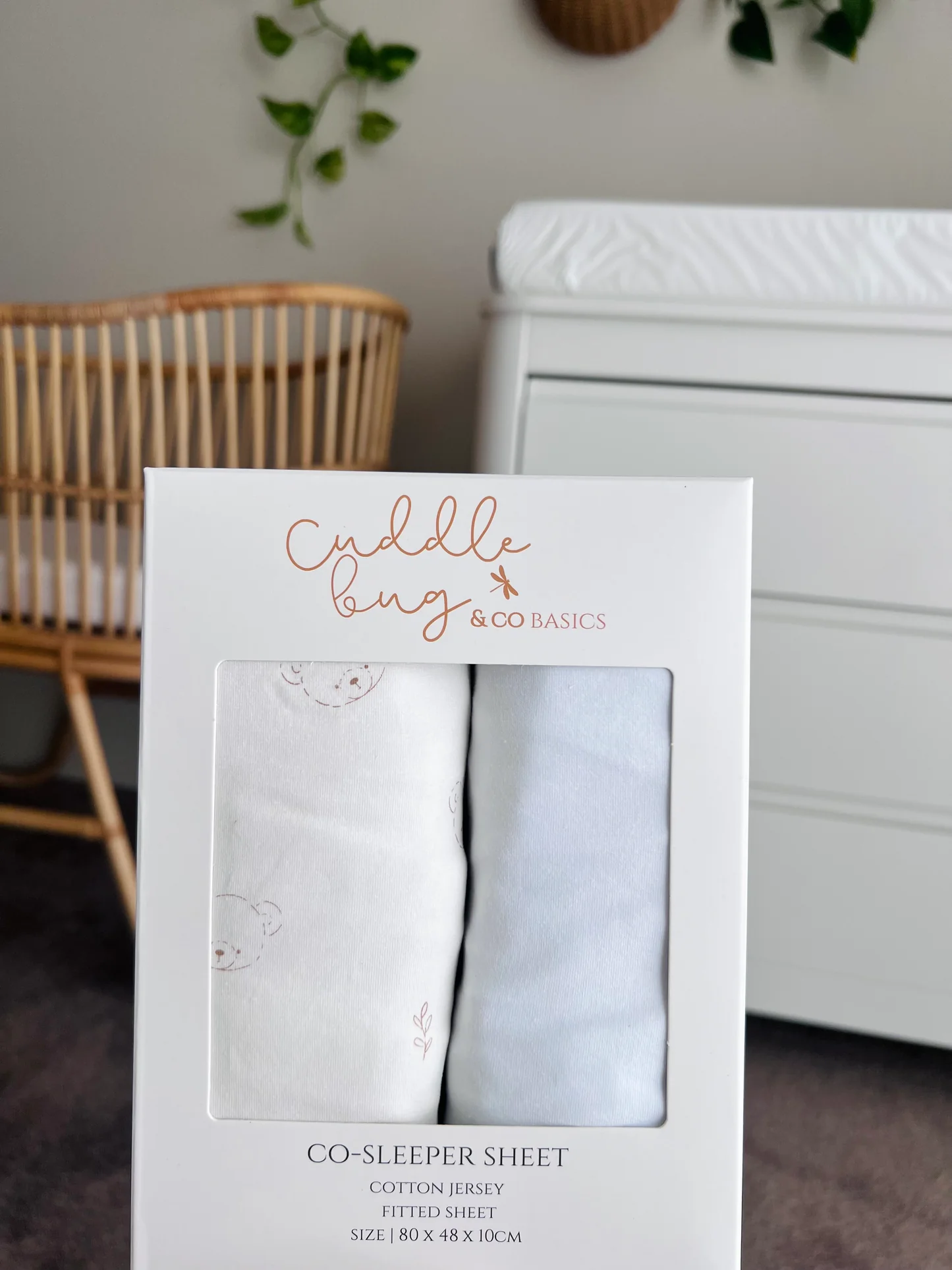 Cuddle Bug &Co Basics Co-Sleeper Sheets 2pk - Bear/White