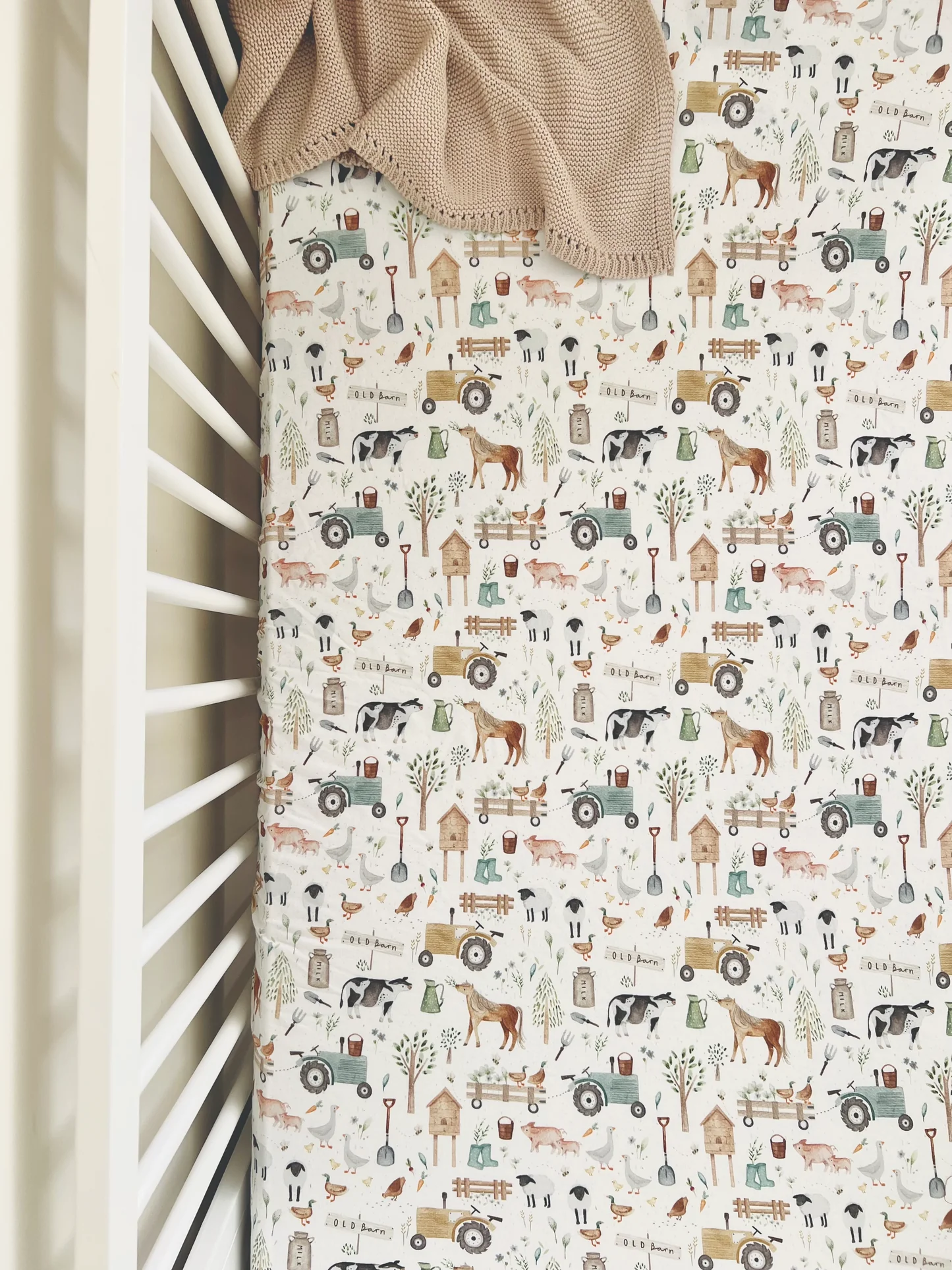 Cuddle Bug & Co Cot Sheet - Farm Life