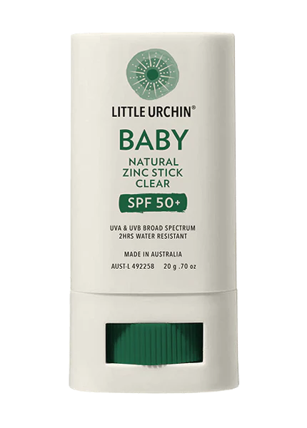 Little Urchin 20g BABY Natural Clear Zinc Stick 50+