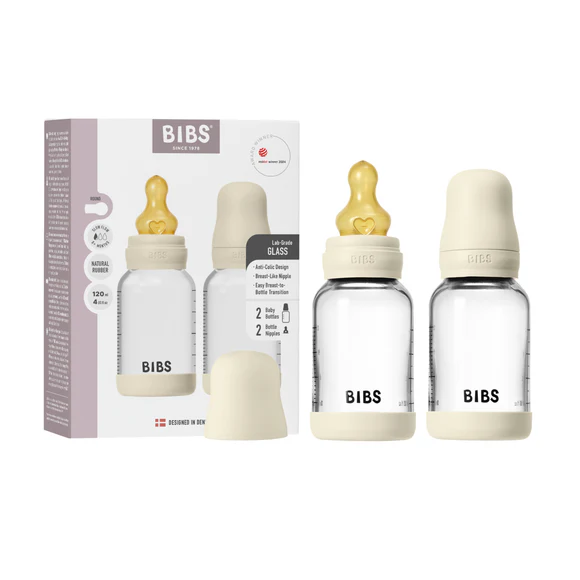 BIBS 2 Pack Glass Bottle Latex 120ml - Assorted Colours