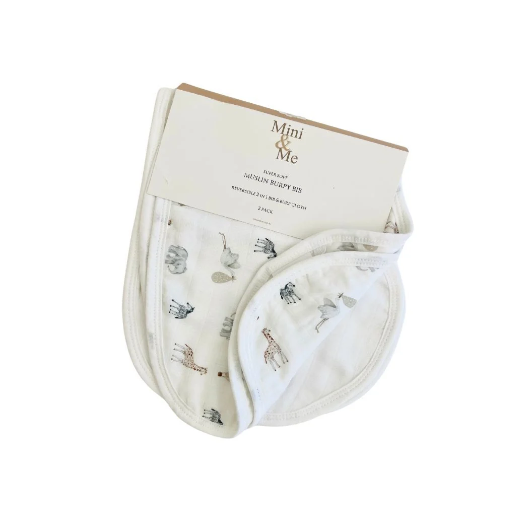 Cuddle Bug & Co 2pk Burp Cloth - Savanna Bebe/White