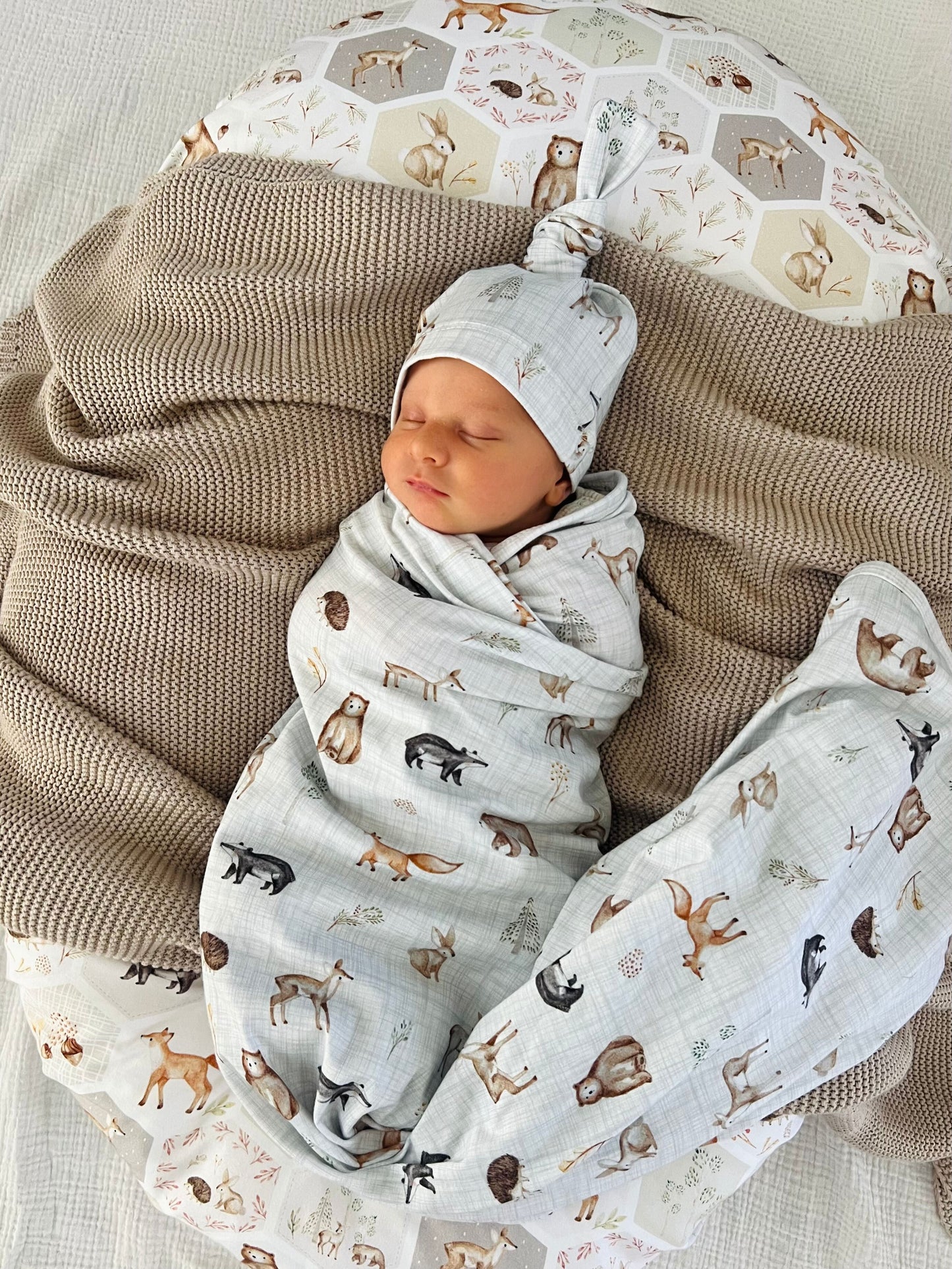 Cuddle Bug & Co Jersey Baby Wrap Set - Woodland