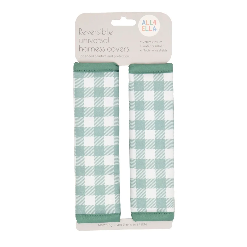 All4Ella Harness Covers - Sage Gingham