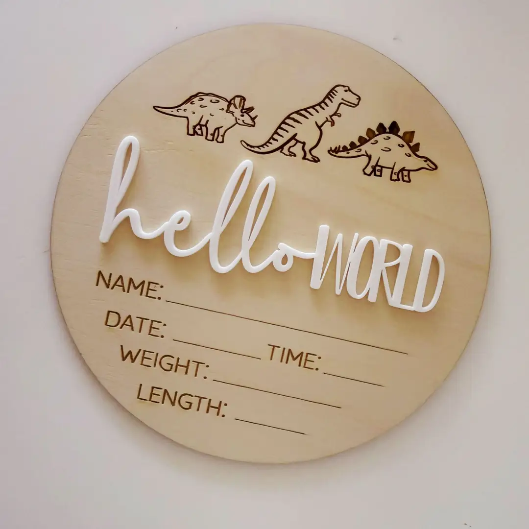 Timber Tinkers Dinos Birth Announcement Disc