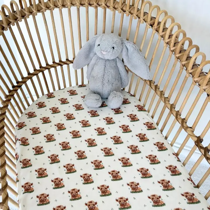 Smitten Bub Co. Bassinet Sheet - Highland Cow