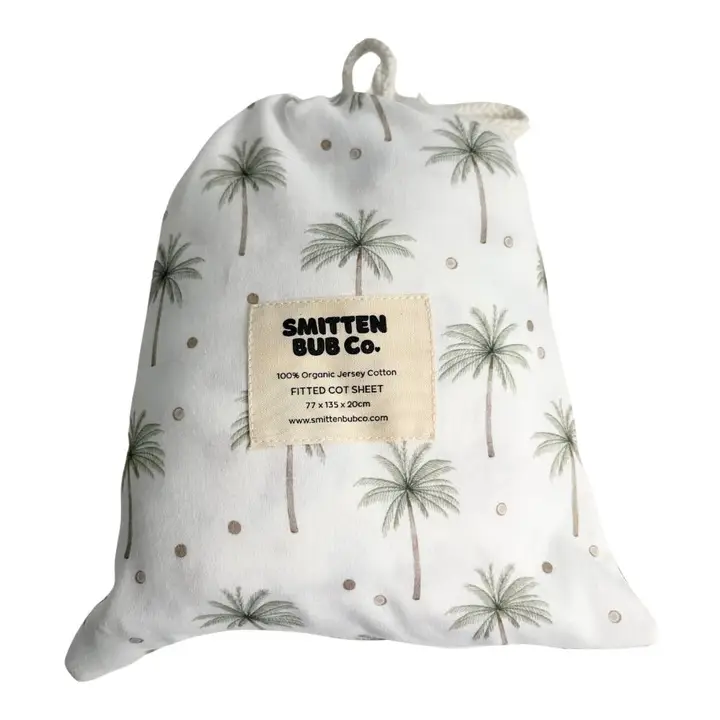 Smitten Bub Co. Cot Sheet - Palms & Coconuts