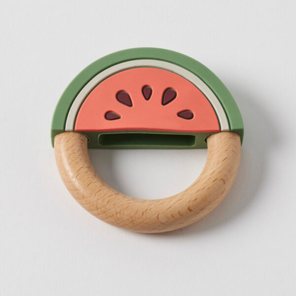 Watermelon Silicone & Wood Teether