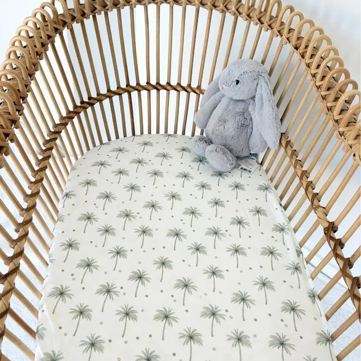 Smitten Bub Co. Bassinet Sheet - Palms & Coconuts