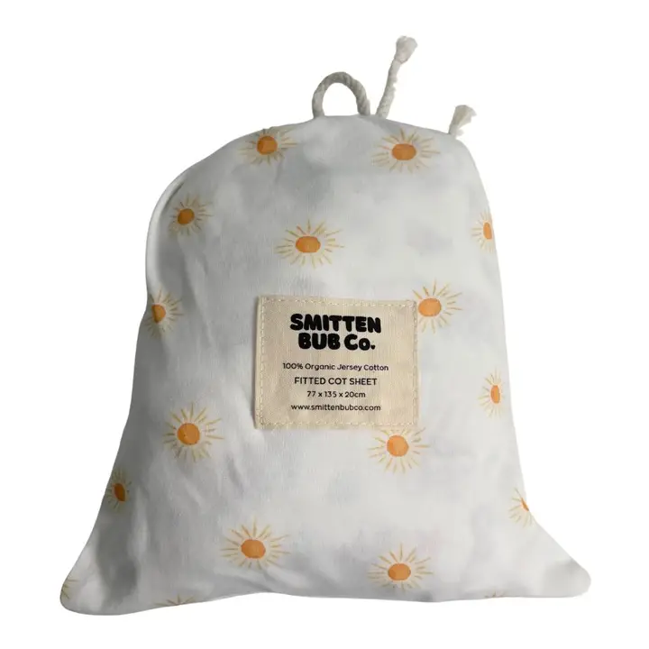 Smitten Bub Co. Cot Sheet - Here Comes the Sun