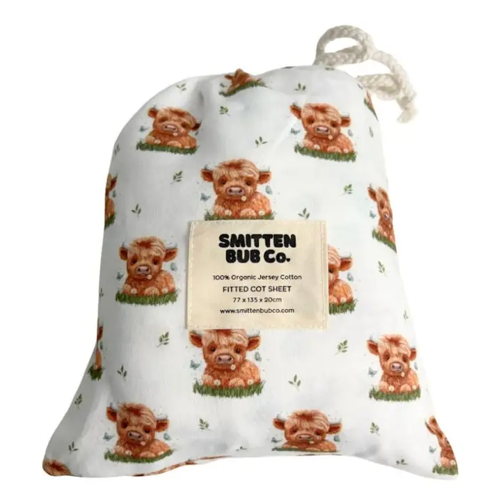 Smitten Bub Co. Cot Sheet - Highland Cow