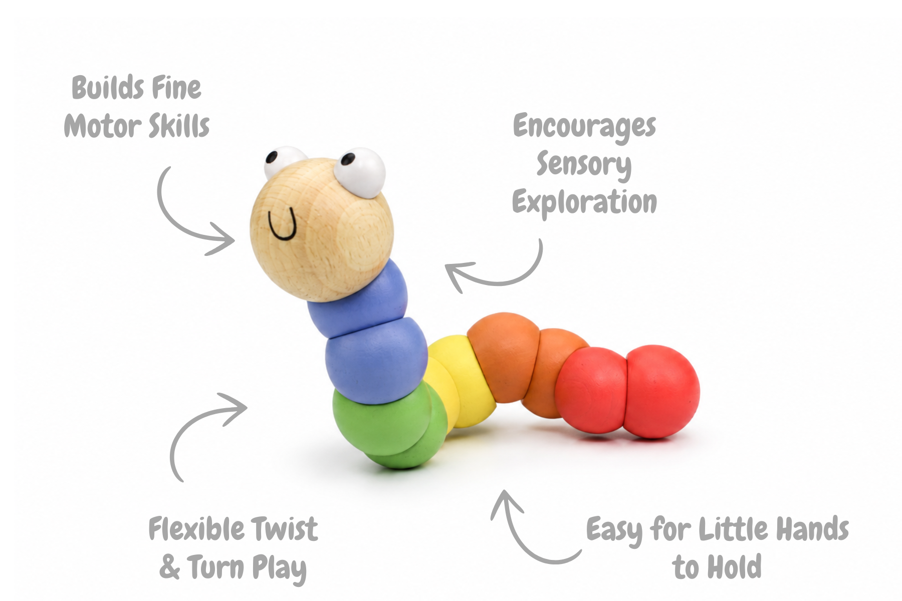 Wooden Rainbow Jointed Worm
