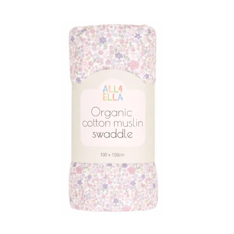 All4Ella Organic Cotton Muslin Swaddle - Blossom