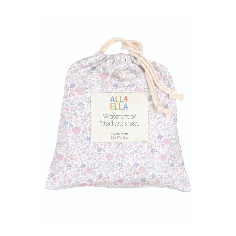 All4Ella Waterproof Fitted Cot Sheet - Blossom