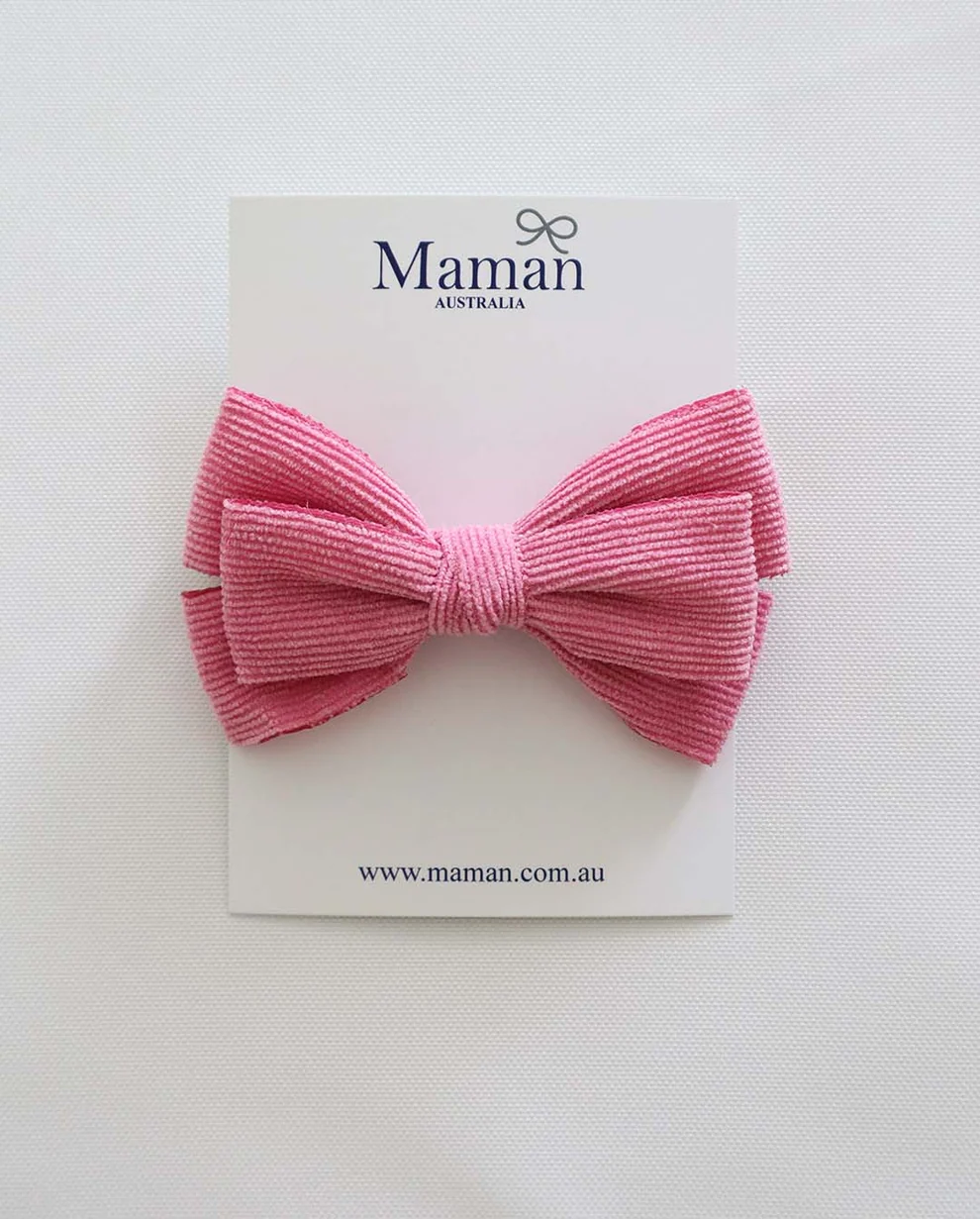Maman Baby Fine Cord Bow Headband - Musk Pink